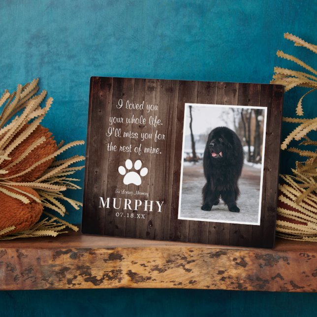 Rustic Paw Prints Personalised Pet Memorial Photo  Plaque (Side)