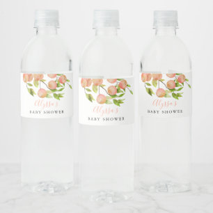Rustic Peach Baby Shower Water Bottle Label