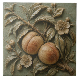 Rustic Peach Blossom Orchard Faux Relief Tile
