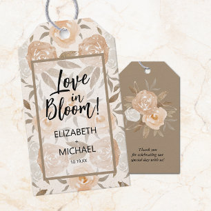 Rustic Peach Floral Love in Bloom Favour Gift Tags