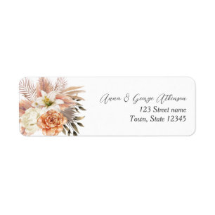 Rustic Peach Floral Wedding Return Address Label