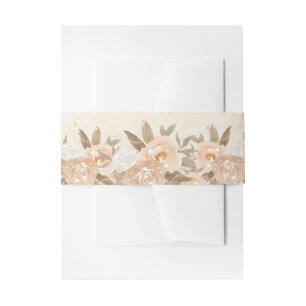 Rustic Peach Flowers Invitation Belly Band