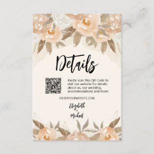 Rustic Peach Watercolor Floral Details Enclosure Card