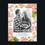 Rustic Peach Watercolor Hydrangeas Save the Date Announcement Postcard<br><div class="desc">Rustic Peach Watercolor Hydrangeas Save the Date Announcement Postcard | Invite family and friends to your wedding day with this customisable floral save the date postcard. It features watercolor illustrations of peach hydrangeas, white flowers and greenery with elegant script. This botanical save the date postcard is perfect for spring, summer...</div>