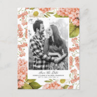 Rustic Peach Watercolor Hydrangeas Save the Date