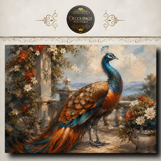 Rustic Peacock Terrace Decoupage Tissue Paper