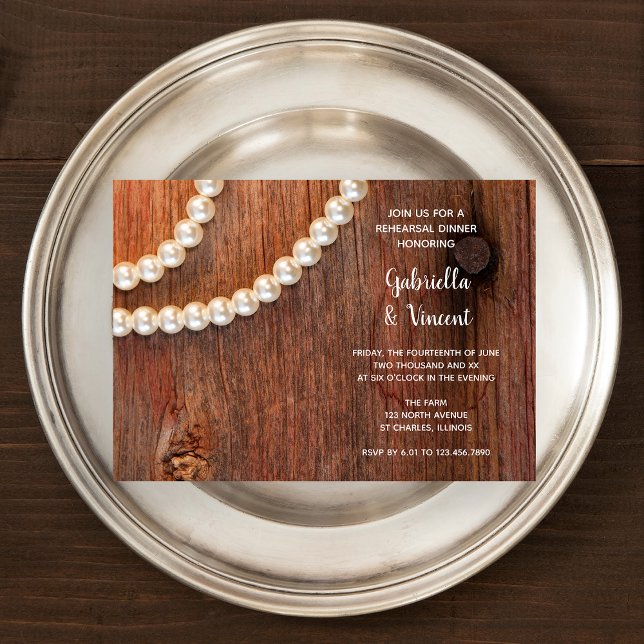 Rustic Pearl Country Barn Wedding Rehearsal Dinner Invitation (Creator Uploaded)