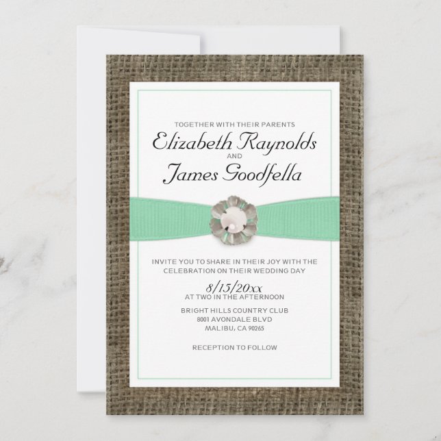 Rustic Pearl Wedding Invitations (Front)