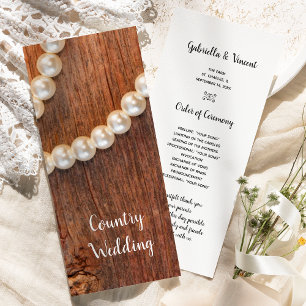 Rustic Pearls Barn Wood Country Wedding Programs Programme