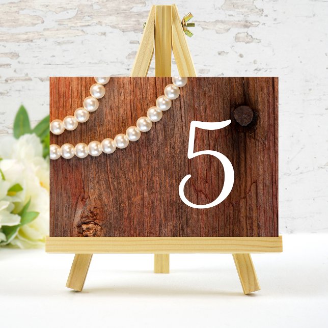Rustic Pearls Country Barn Wedding Table Numbers (Creator Uploaded)