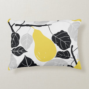 Rustic Pears Yellow Black Decorative Cushion