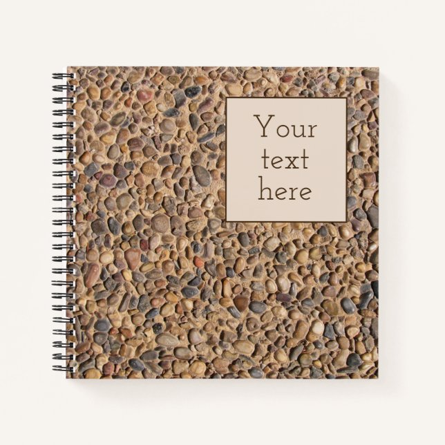 Rustic Pebble Stones Photo with Custom Text Notebook (Front)