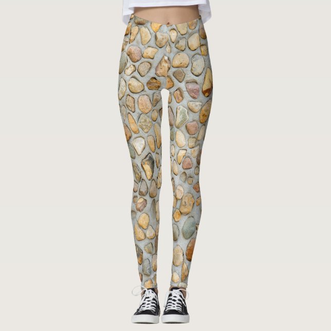 Rustic Pebblestone Wall  Leggings (Front)