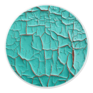 Rustic peeling paint teal blue green vintage ceramic knob