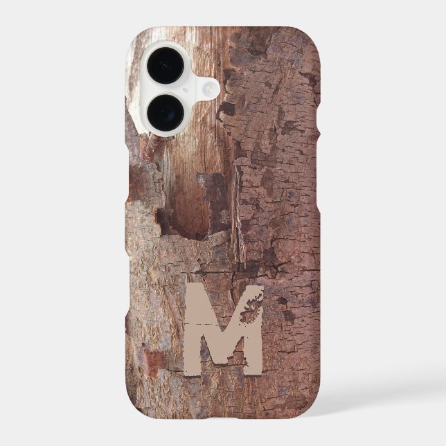 Rustic Peeling Wood Tree Bark Monogram (Back)