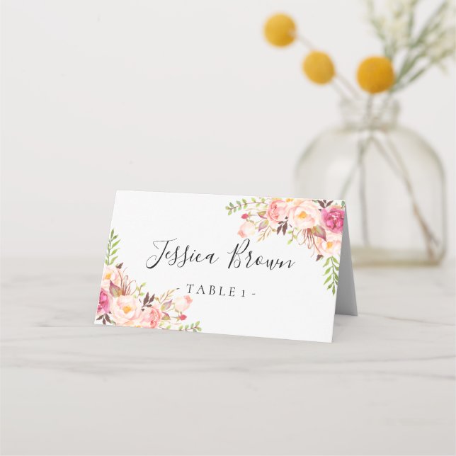 Rustic Peony floral Place Card (Front)