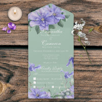 Rustic Periwinkle Flowers & Butterfly Green Dinner