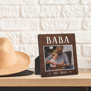 Rustic Personalised Baba Grandpa Photo Plaque