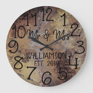 Rustic Personalised Distressed Rust Custom Large Clock