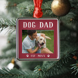Rustic Personalised Dog Dad Photo Metal Tree Decoration<br><div class="desc">This custom ornament makes a memorable Christmas gift for a special pet parent. Design features a favourite photo with "Dog Dad" above in rustic lettering. Personalise with the year he became a fur dad beneath,  or add a custom message or name.</div>