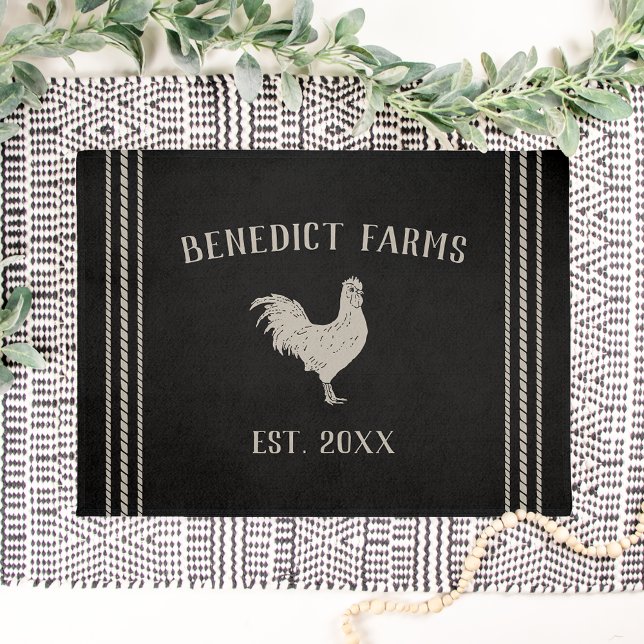 Rustic Personalised Farmhouse Rooster Doormat (Creator Uploaded)