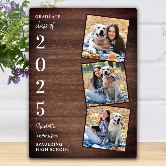 Rustic Personalised Graduation Graduate Photo Plaque (Creator Uploaded)