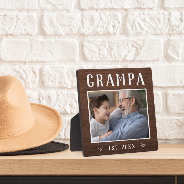 Rustic Personalised Grampa Grandpa Photo Plaque (Creator Uploaded)