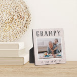 Rustic Personalised Grampy Grandpa Photo Plaque<br><div class="desc">Custom grandpa plaque for Father's Day,  birthdays,  or Grandparents Day features a favourite photo of his grandchild or grandkids with "Grampy" above in rustic lettering. Personalise with the year he became a grandfather beneath,  or add a custom message or name.</div>