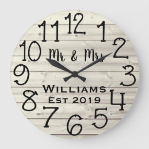 Rustic Personalised Grey Distressed Wood Custom Large Clock