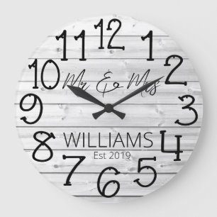 Rustic Personalised Grey Distressed Wood Custom Large Clock