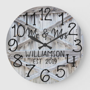 Rustic Personalised Grey Wood Custom Large Clock