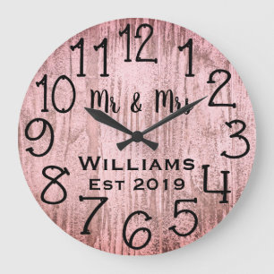 Rustic Personalised Grey Wood Custom Large Clock
