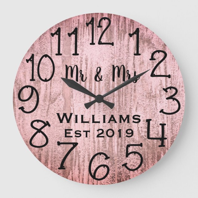 Rustic Personalised Grey Wood Custom Large Clock (Front)