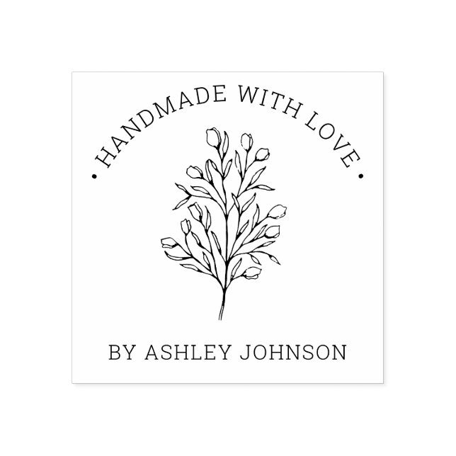 Rustic Personalised Handmade With Love Rubber Stamp (Imprint)