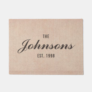 Rustic Personalised Last Name Doormat
