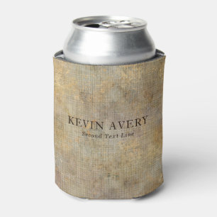 Rustic Personalised Linen Texture Can Cooler