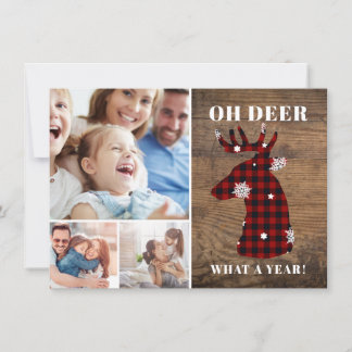Rustic Personalised Oh Deer Photo Collage Holiday Card