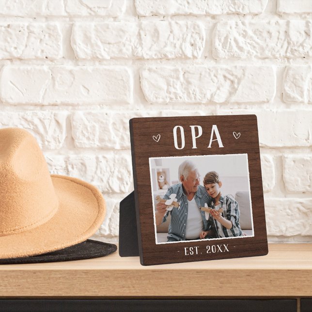 Rustic Personalised Opa Grandpa Photo Plaque (Creator Uploaded)
