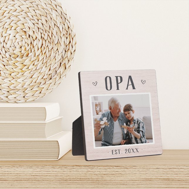 Rustic Personalised Opa Grandpa Photo Plaque (Creator Uploaded)
