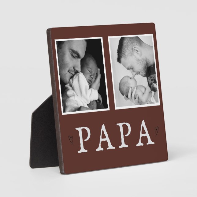 Rustic Personalised PAPA 2-Photo Plaque  (Front)