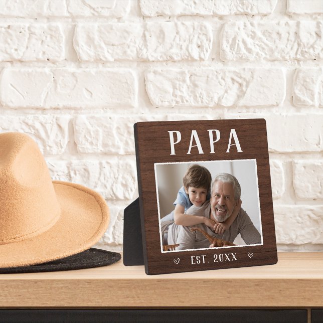 Rustic Personalised Papa Grandpa Photo Plaque (Creator Uploaded)