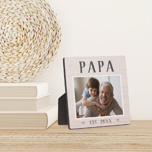 Rustic Personalised Papa Grandpa Photo Plaque