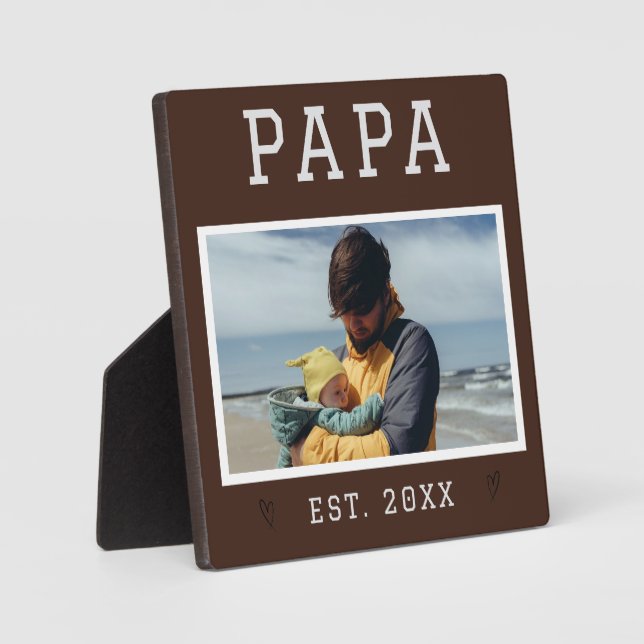Rustic Personalised Papa Photo Plaque (Front)