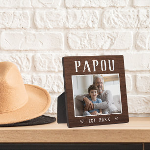Rustic Personalised Papou Grandpa Photo Plaque
