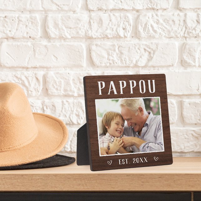 Rustic Personalised Pappou Grandpa Photo Plaque (Creator Uploaded)
