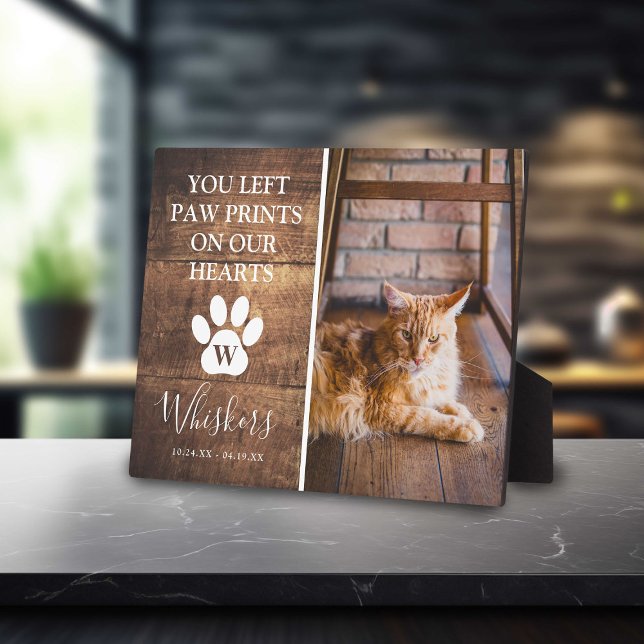 Rustic Personalised Paw Print Cat In Loving Memory Plaque (Creator Uploaded)