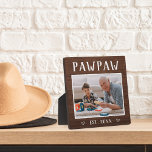 Rustic Personalised Pawpaw Grandpa Photo Plaque<br><div class="desc">Custom grandpa plaque for Father's Day,  birthdays,  or Grandparents Day features a favourite photo of his grandchild or grandkids with "Pawpaw" above in rustic lettering. Personalise with the year he became a grandfather beneath,  or add a custom message or name.</div>
