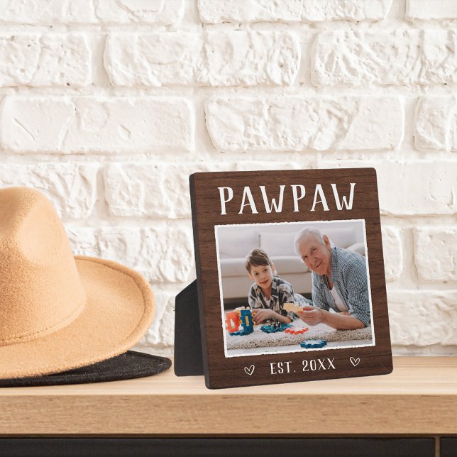 Rustic Personalised Pawpaw Grandpa Photo Plaque (Creator Uploaded)