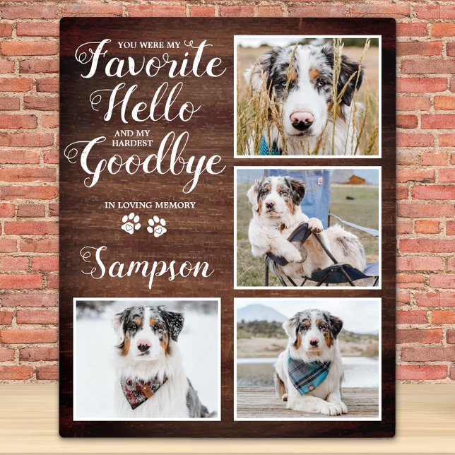 Rustic Personalised Pet Memorial Photo Collage Plaque (Creator Uploaded)