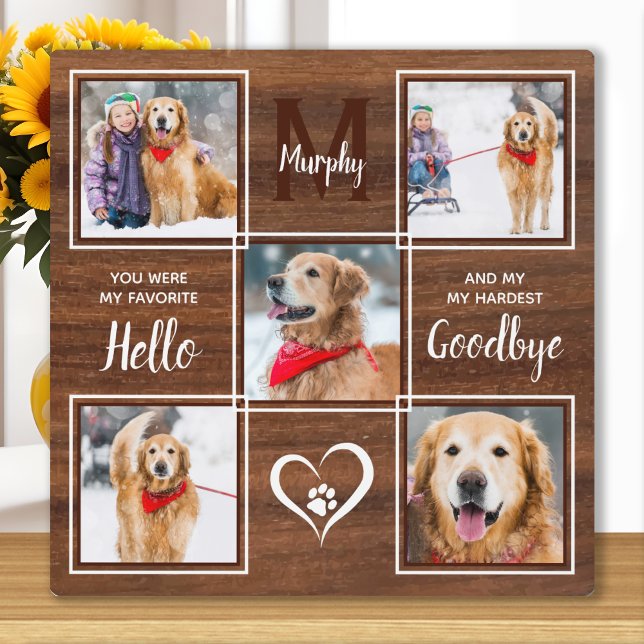 Rustic Personalised Pet Memorial Photo Collage Plaque (Creator Uploaded)